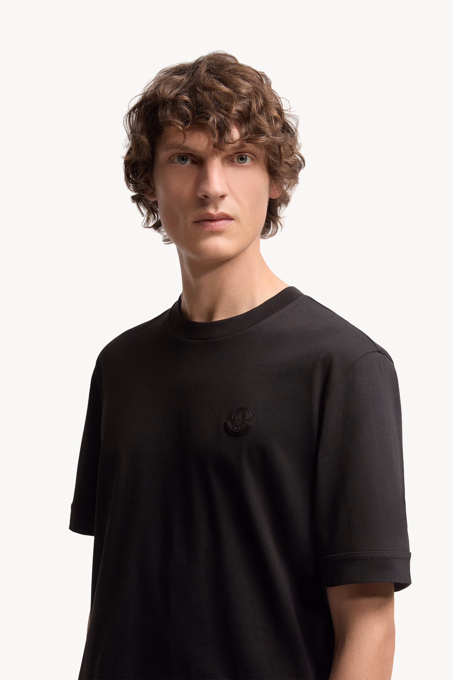 T-shirt en coton à empiècement logo Hommes Noir Moncler 4